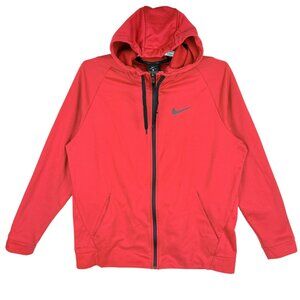 Nike Men's Red Dri-Fit Full-Zip Hoodie Jacket Size XL Logo Drawstring Pockets